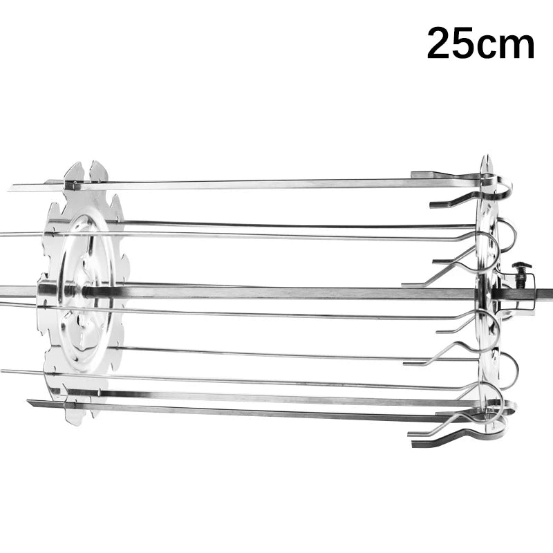 1Set Stainless Steel BBQ Kebab Cage Rotisserie Skewer Forks Chicken Grill For Roaster Oven DIY Camping Cooking Tool