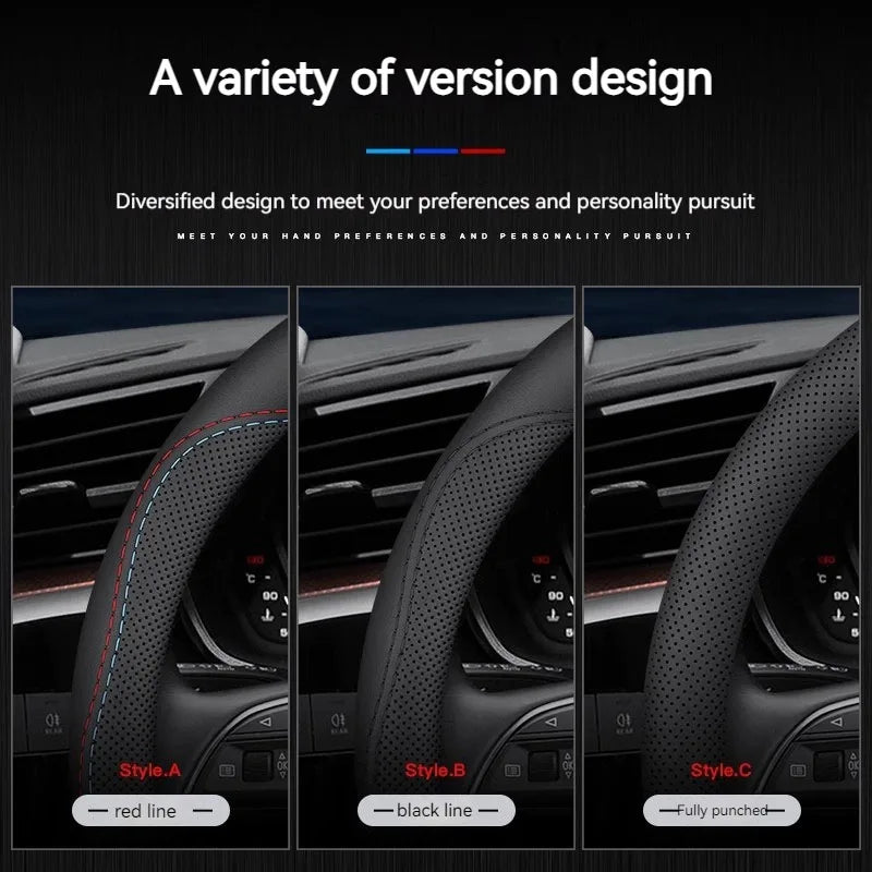 For Tesla Model 3 Model Y Model S Model X Roadster Leather Anti-slip Breathable Car Steering Wheel Cover Auto Accessories