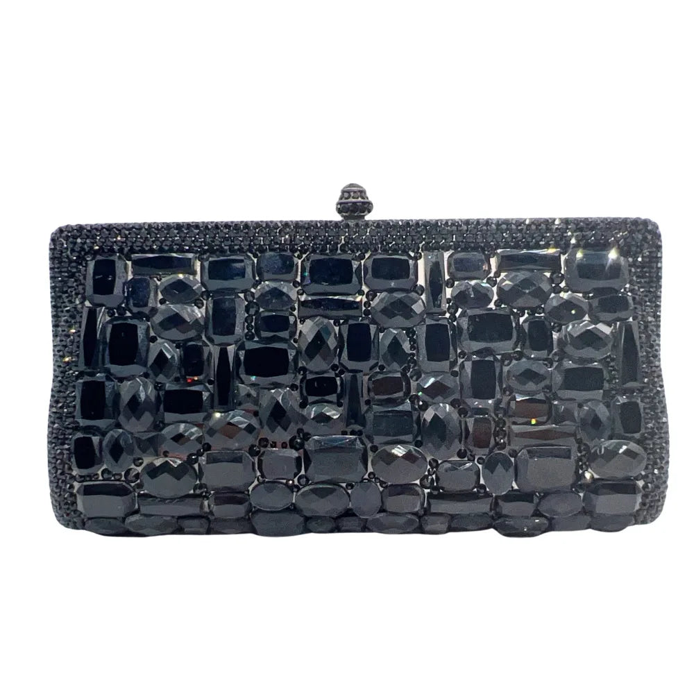 Stone clutch bag new flat bottom glass diamond clutch women's bag handmade diamond dinner bag