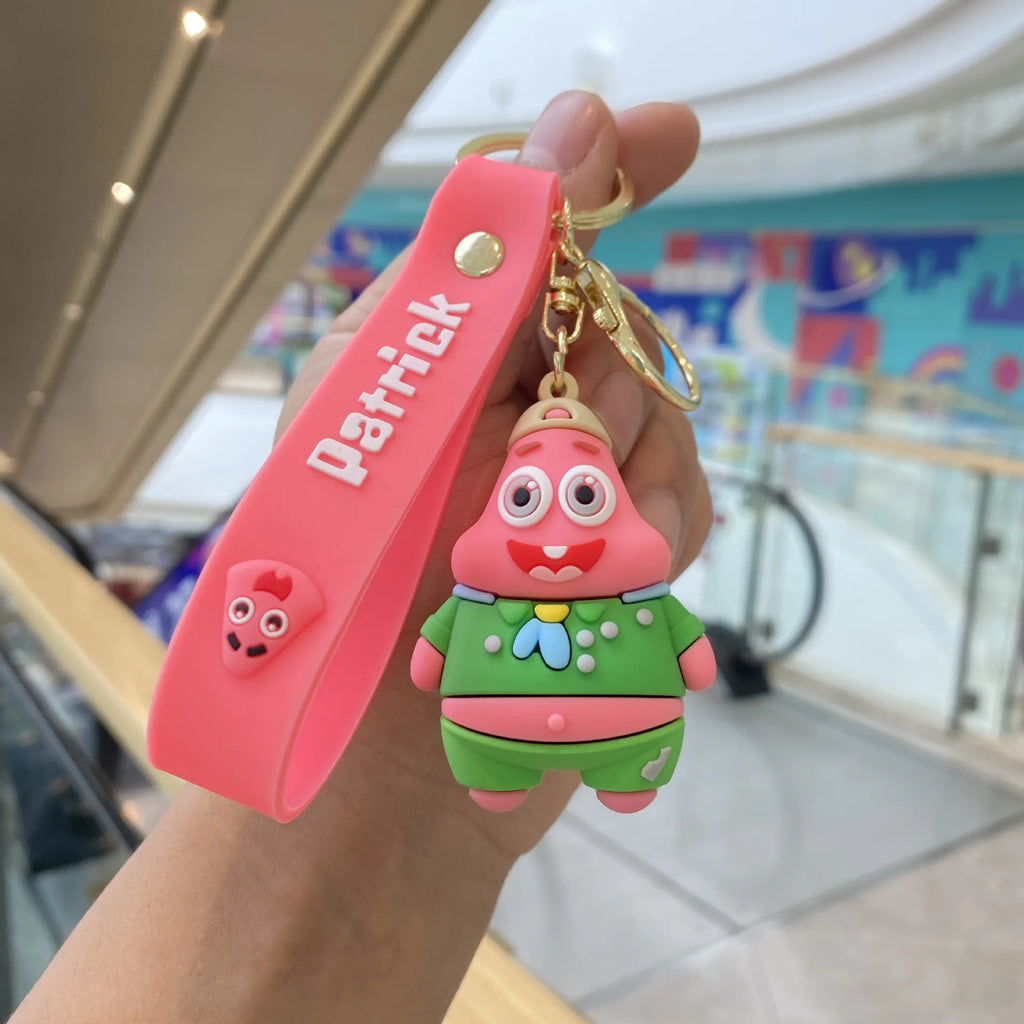 Kawaii Anime Spongebob Squarepants Patrick Star PVC Keychain Backpack Decoration Birthday Gift For Children
