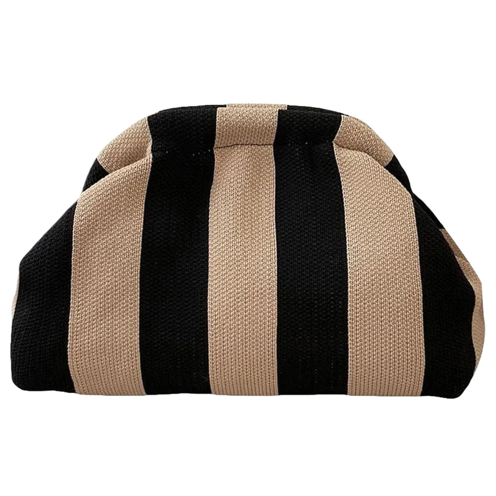 Summer Beach Clutch Bag for Women Woven Crochet Handbags Purses Knitting Dumpling Clutch Ruched Cute Cloud Casual Colorblock Bag