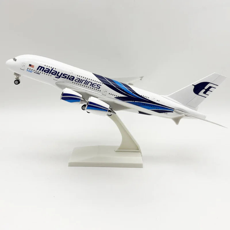 1/240 Scale Malaysia A380 Airplane Model Kit (30cm L) Diecast Resin Plane Model with Stand for Adult Aviation Toy Plane Gift