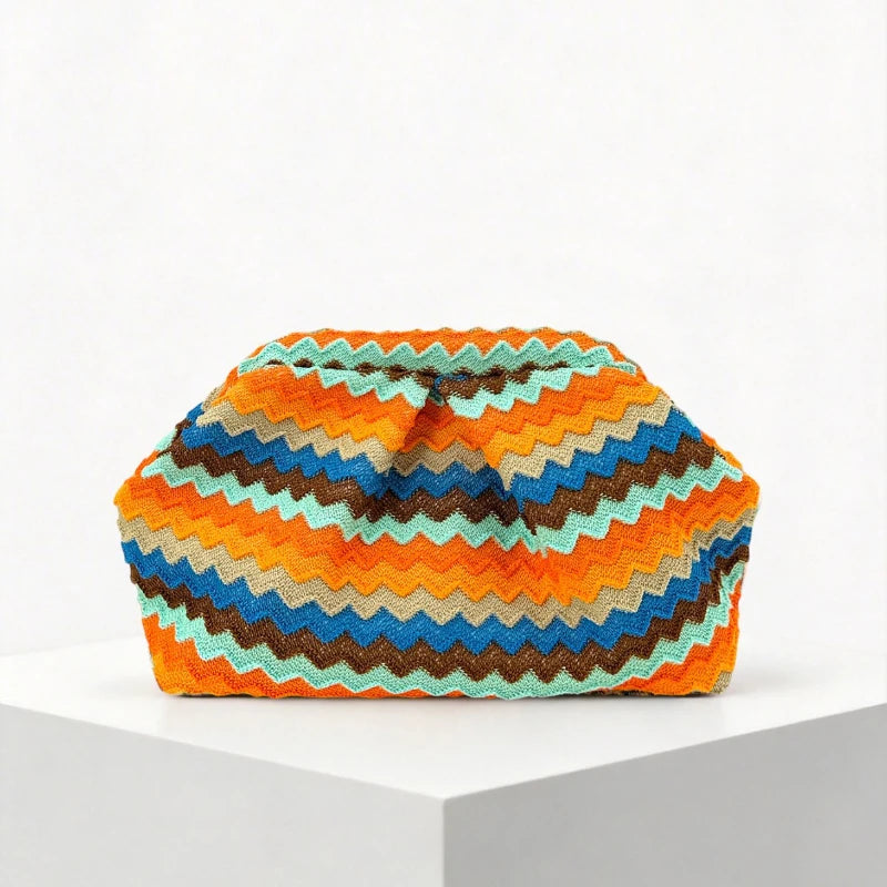 Bohemian Hand Crochet Knitted Clutch Bag, Moroccan Style Evening Party Purse, Vintage Women Woven Handbag Tassel Evening Clutch