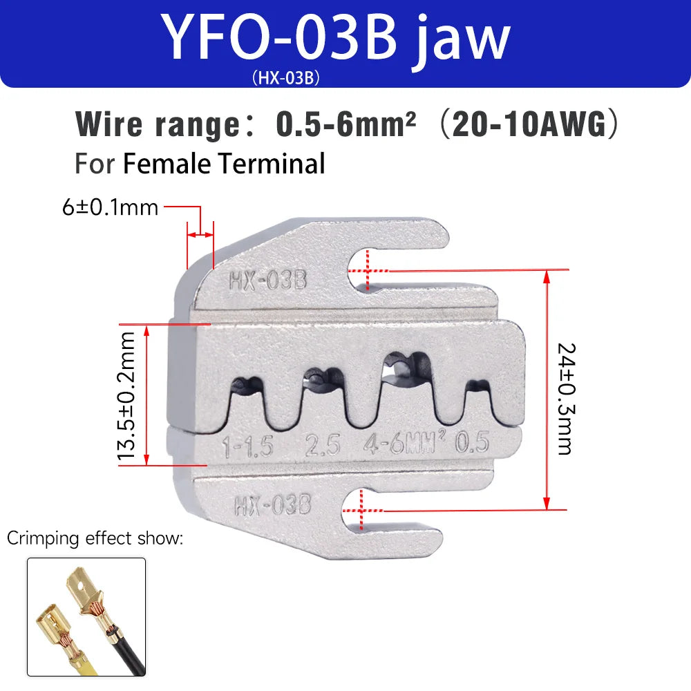 1 Pcs Crimping Jaws YFO 9 Inch Crimping Pliers Interchangeable Crimping Die For Tube/Insulated/Bare Terminals Replacement Die