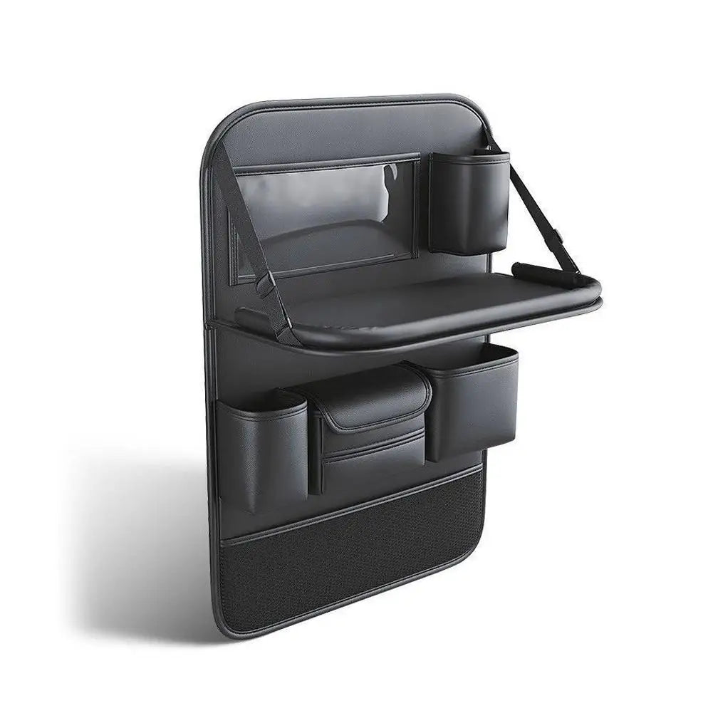 Multifunctional Car Seat Back Storage Bag Black Leather Car Seat Back Hanging Bag Anti-kick Cushion High Quality Car Storage Bag