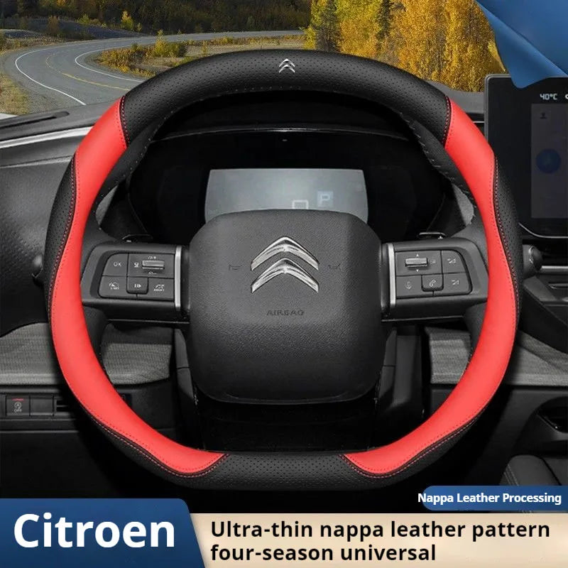 For Citroen C4X C5X C3 C5 Aircross e-Berlingo C4 2021 2022 2023 Nappa Leather Car Steering Wheel Cover Auto Interior Accessories
