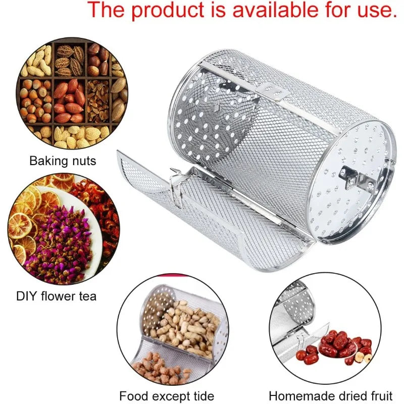 Stainless Steel Rotary Baking Cage Rotisserie Basket Oven Round Rack Basket Non-Stick Washable Grill Roaster Kitchen Accessories