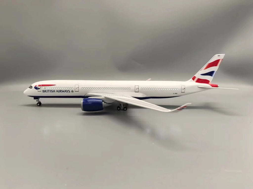 New 47cm Airplane Model A350 British Airlines 1:142 Scale Plane ABS Plastic Model With Lights Landing Gear Souvenirs Decoration