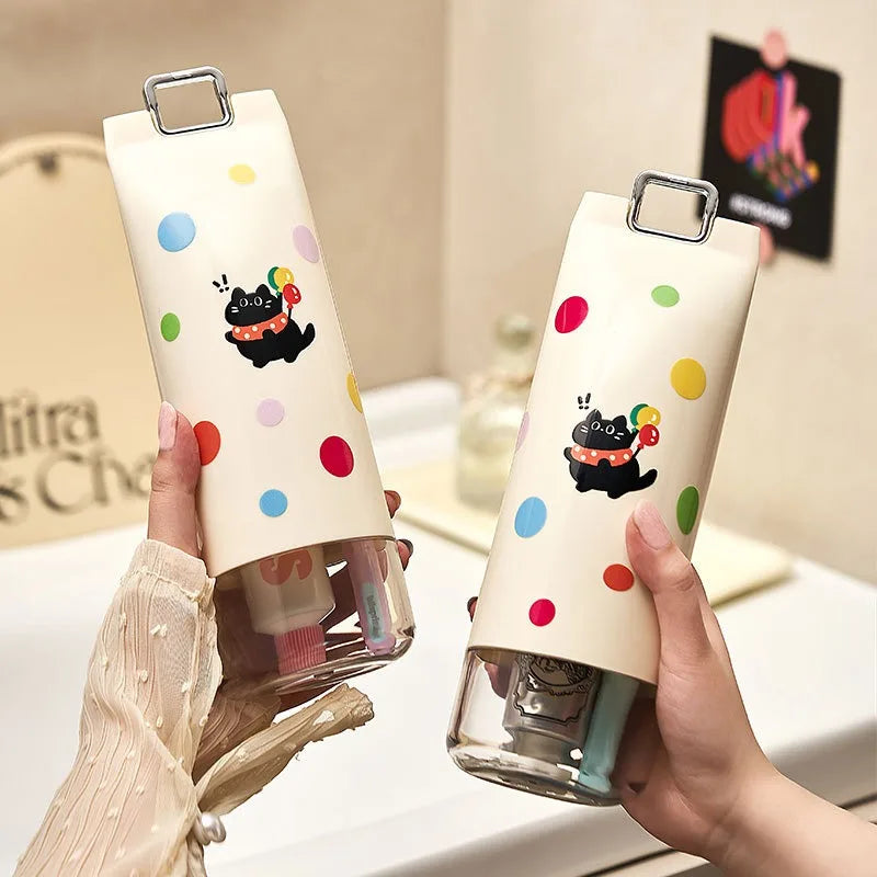 Ins Fashion Trendy Appearance Quality Travel Toothbrush Case with Polka Dots for Toothbrush and Cup Storage