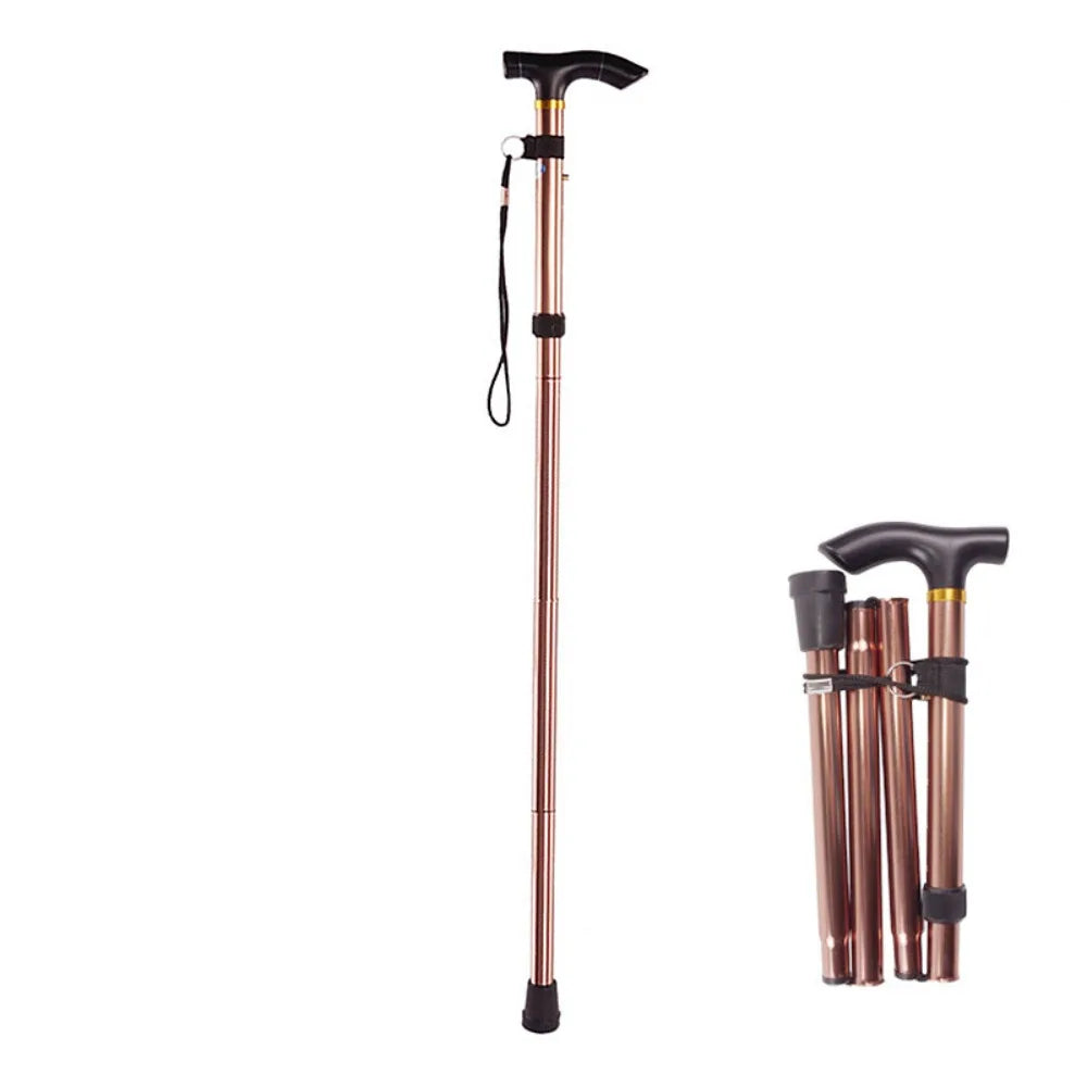 Lightweight Telescopic Trekking Stick Strengthen 5-Section Crutches Adjustable Portable Folding Canes for Adults Elderly People