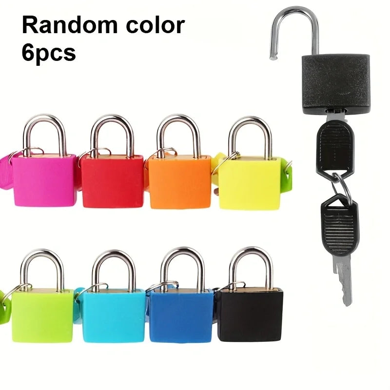 3/6Pcs Mini Colorful Padlock with 2 Keys Small Suitcase Lock Luggage Bag Drawer Cabinet Backpack Locks