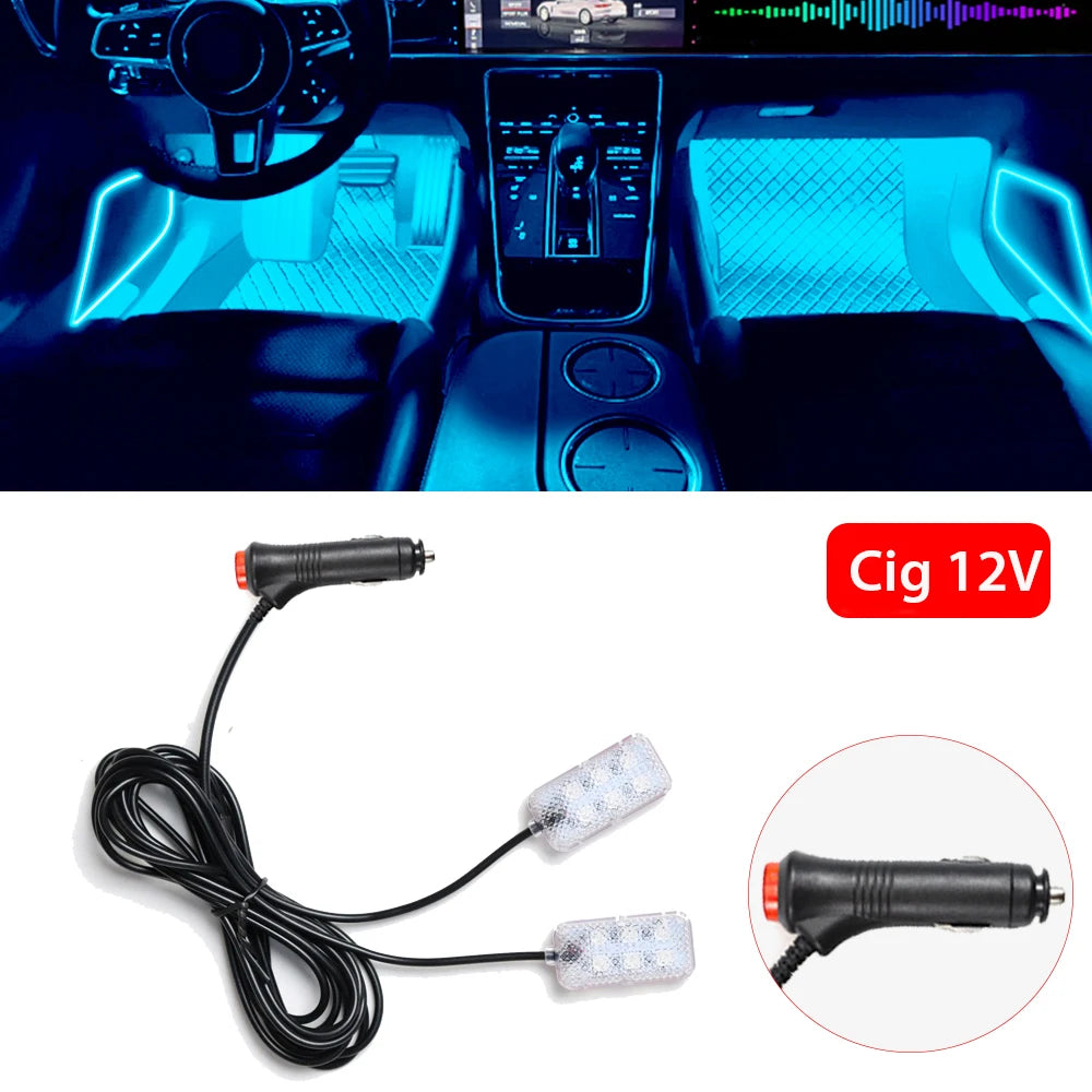 Foot Light Car Accessories ﻿LED Car Interior Ambient Foot Light with USB Atmosphere Decorative Lamps