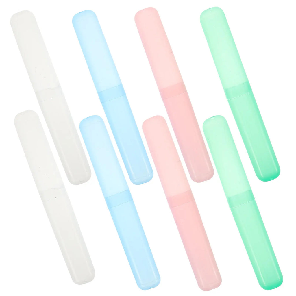 8Pcs Travel Toothbrush Holder Portable Lightweight Plastic Single Toothbrush Box Cover for Camping Vacation Business