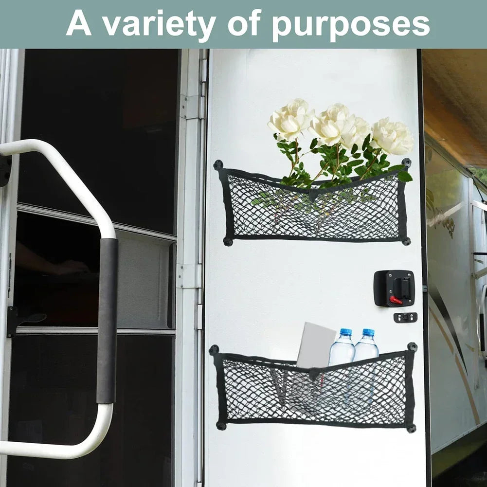 2PCS 25*60CM Car Storage Net Stretchable Cargo Net Pocket Trunk Side Elastic Storage Mesh Bag RV Caravans Campers Accessories