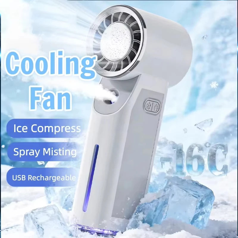4000mAh USB Rechargeable Misting Handheld Turbo Fan Ice Compress Cooling Spray 샤오미 선풍기 Portable Travel Gadget for Xiaomi