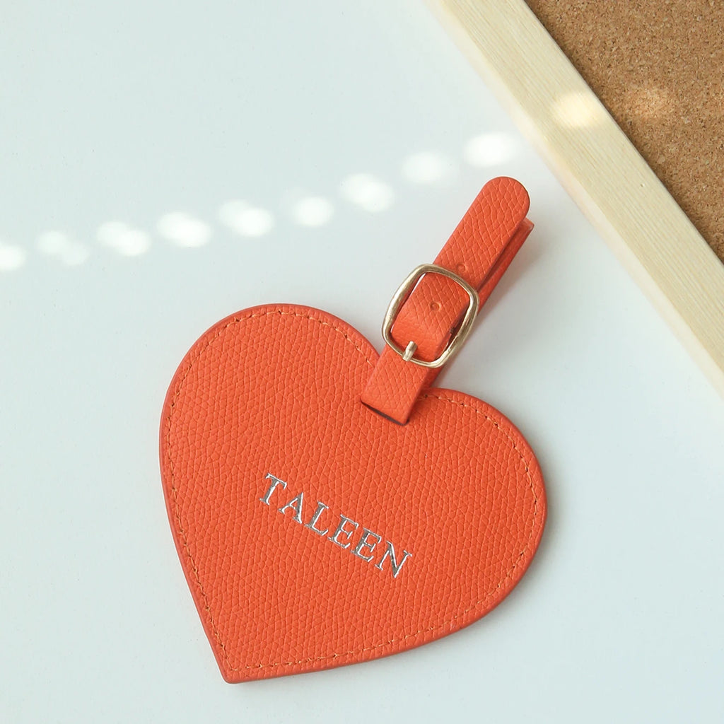 Personalized Heart Luggage Tag Custom Name Pu Leather Suitcase Tag Customized Travel Bag Label for Women Travel Accessory Gift