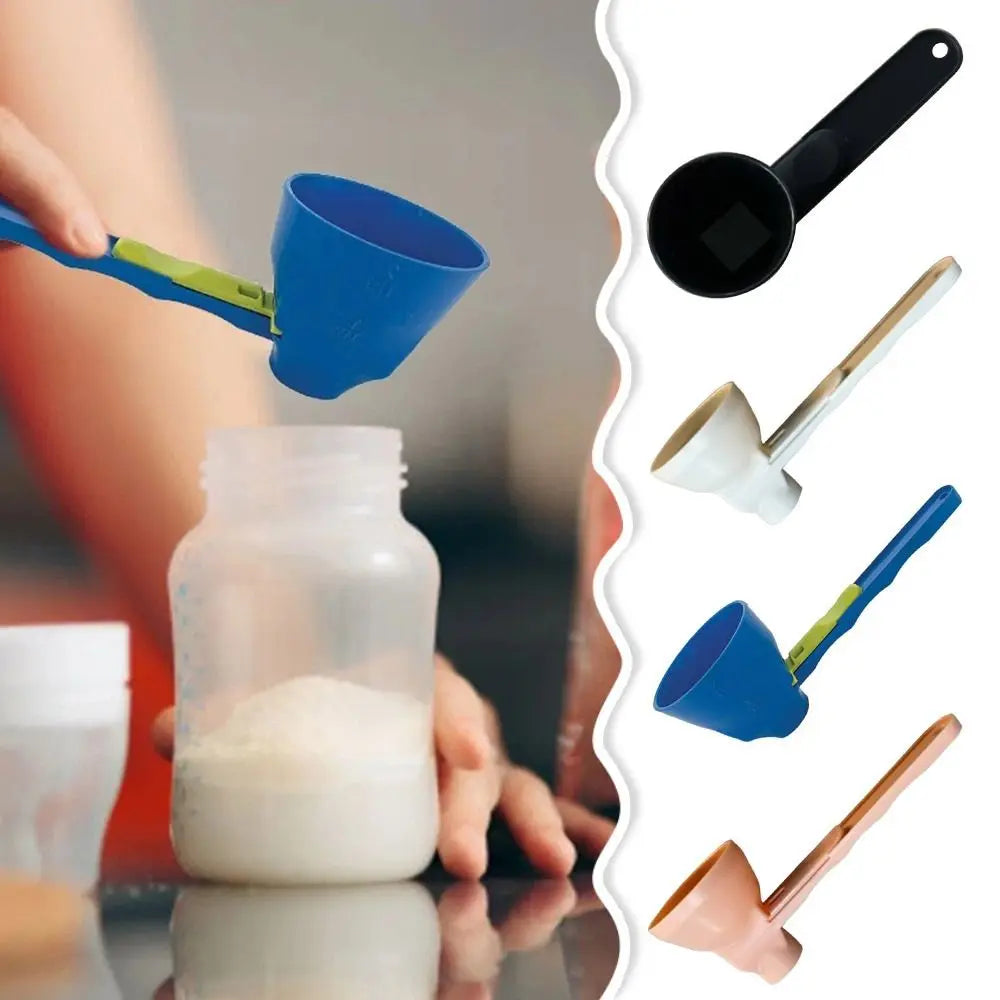 Creative Flling Coffee Scoop Funnel Plastic Reusable Sliding Scoop Funnel 2 in 1 Sliding Design Measuring Spoon Kitchen Gadgets