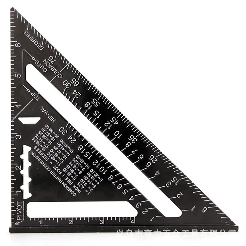 7/12inch Metric Aluminum Alloy Triangle Angle Ruler Protractor Woodworking Measurement Tool 30cm Quick Read Square Layout Gauge