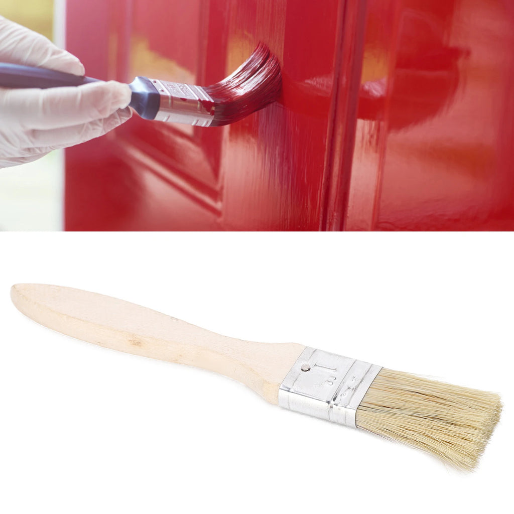20Pcs Flat Paint Brush Set 25mm Artificial Fur Wooden Handle Multi Purpose Brushes for Painting Cleaning Wood Handle Brushes