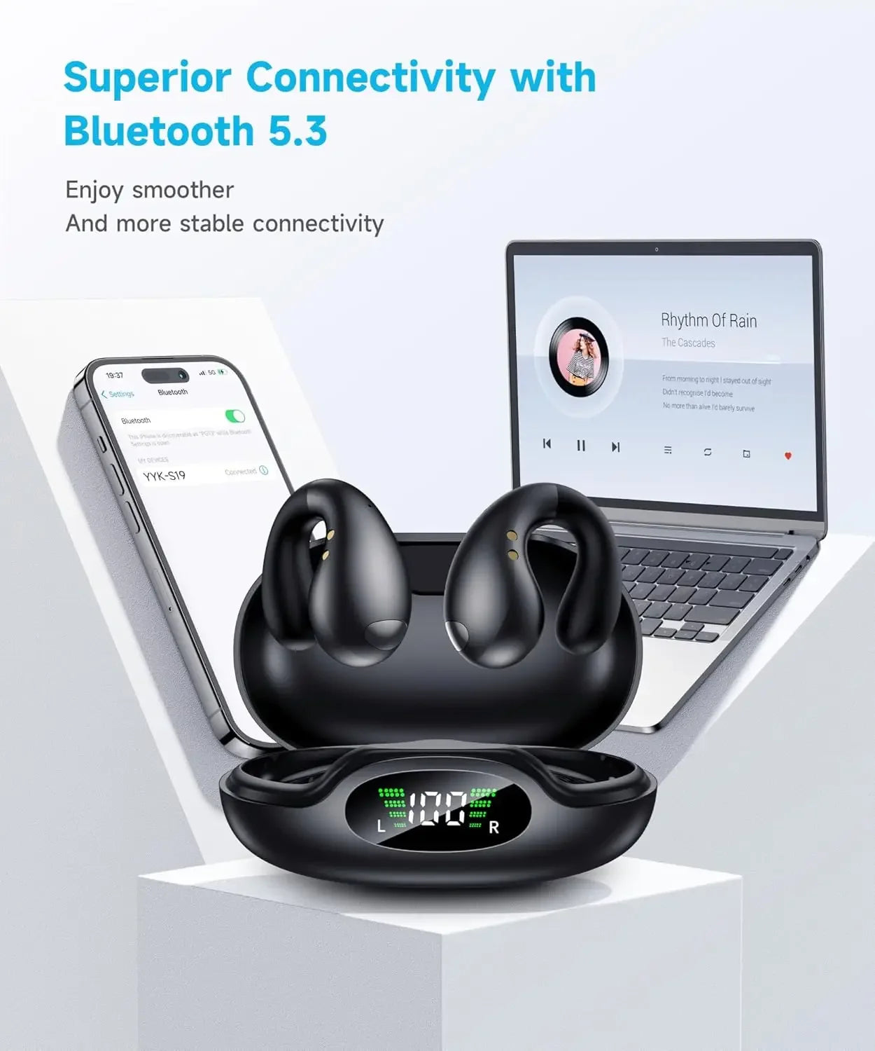Bluetooth earphones are painless to wear without entering the ear, with intelligent digital display, large capacity, and long-la