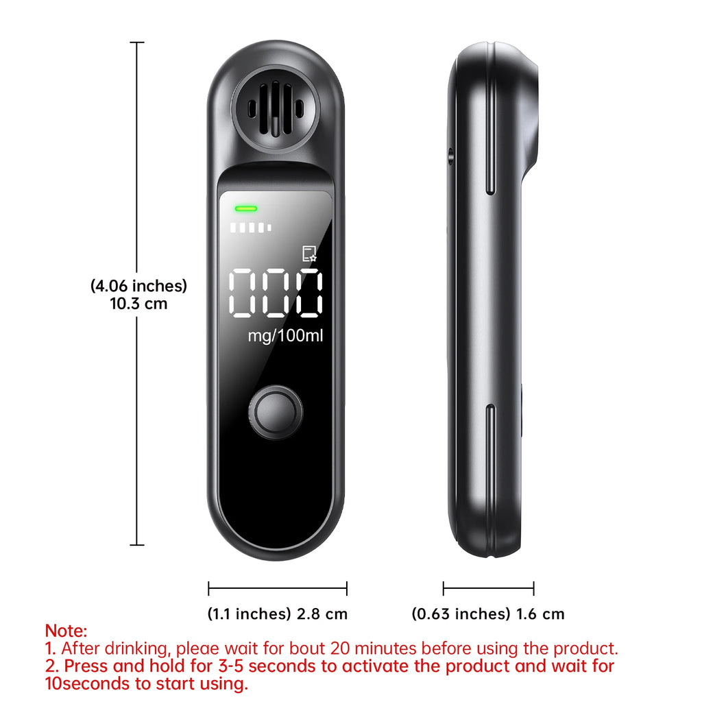 Breathalyzer Portable, Digital Rechargeable Alcohol Detection Testing Tool,Personal Alcohol Tester,,Compact and Exquisite