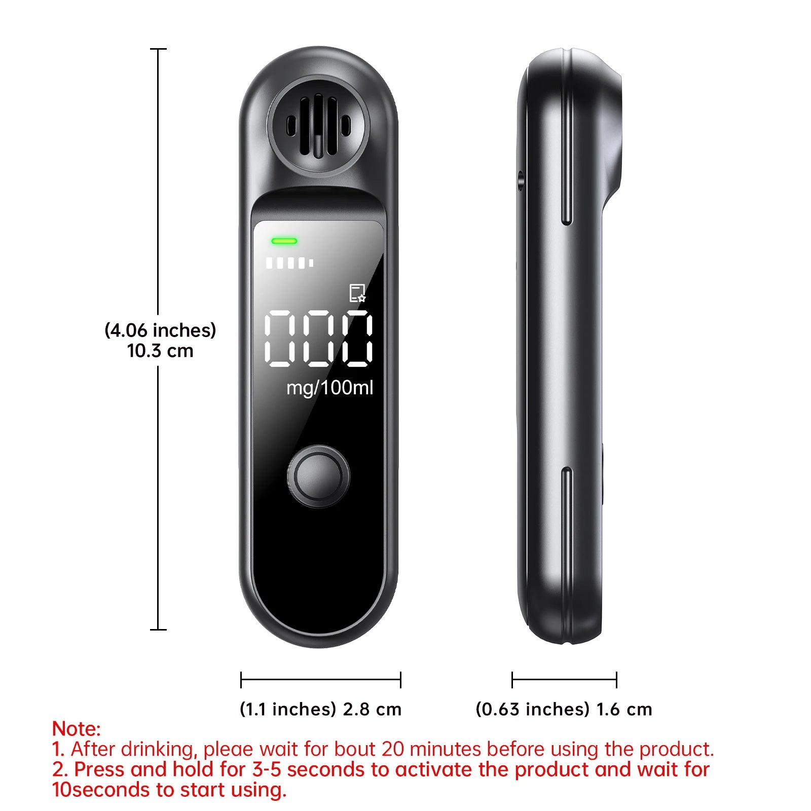 Breathalyzer Portable, Digital Rechargeable Alcohol Detection Testing Tool,Personal Alcohol Tester,,Compact and Exquisite