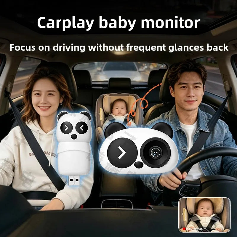 Rear Seat Car Baby Camera Wireless CarPlay Android Auto Adapter Wired to Wireless Box In-Car Infant Pet Camera Plug and Play