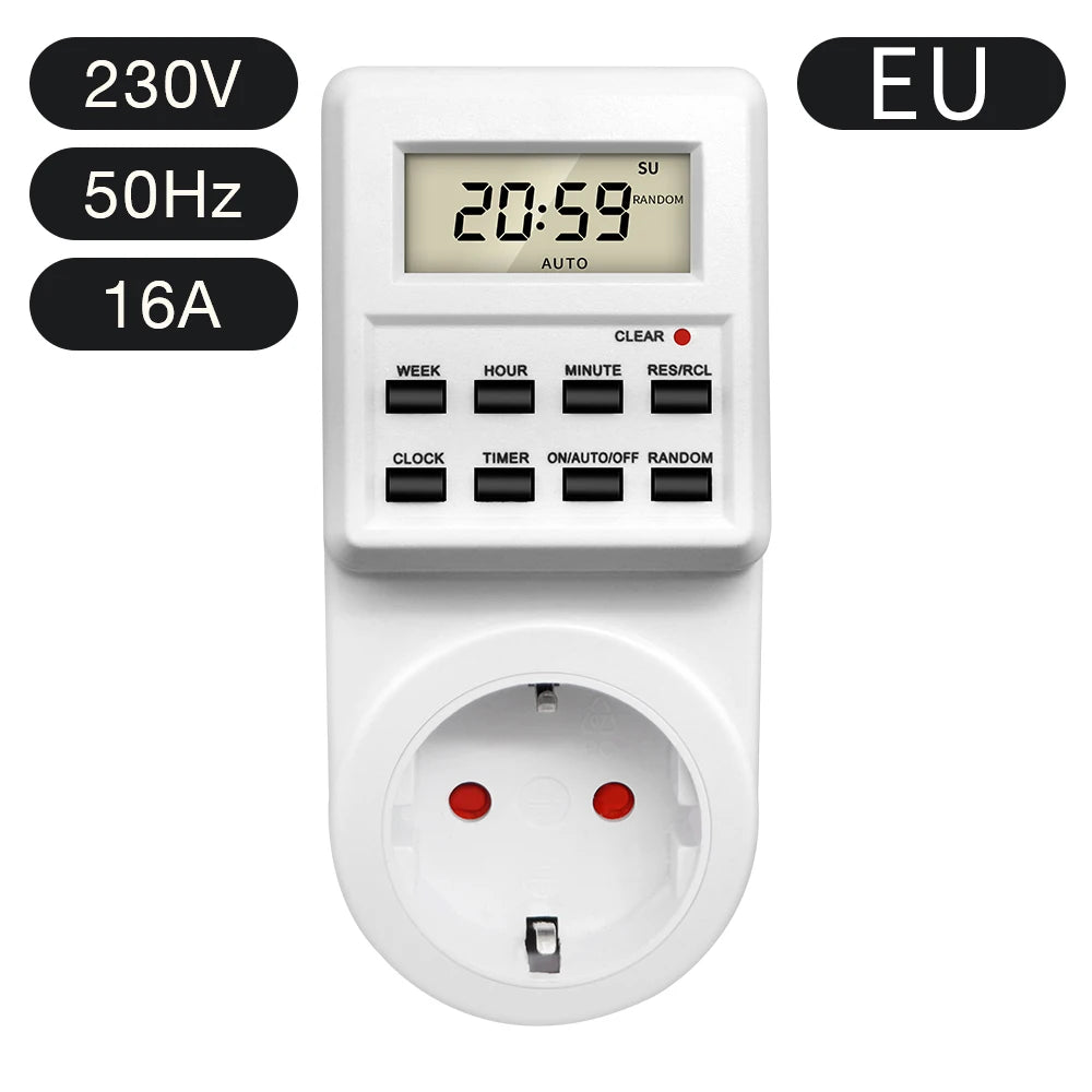 Digital Electronic Timer Switch Socket Kitchen Timer Outlet 24 Hour Programmable Timing Socket EU UK AU US BR FR IT TH Plug