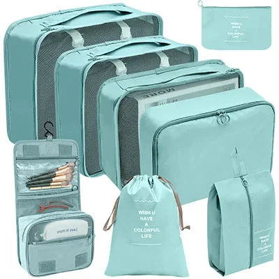 8/9PCS Set Packing Cubes For Travel Waterproof Clothes Underwear Shoes Toiletries Organizer Tidy Pouch Travel Storage Bag