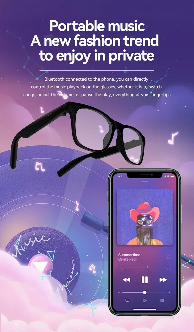 Lenovo 2026 New Bluetooth 5.4 Smart Glasses Remote Control Touch Voice Assistant Photo Recording Translator Wireless Sunglasses
