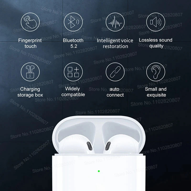 Wireless Bluetooth Earphone Earpods for Apple iPhone Android Airpods Pro 4 IOS18 Pro 2 Headphone Earphones USB C Type C Cable
