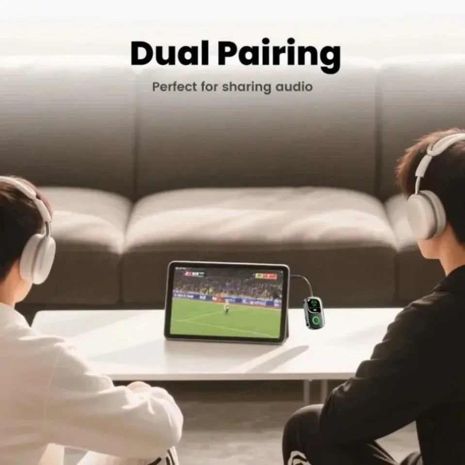 2 in 1 Wireless Audio Receiver Transmitter Bluetooth 5.4 AUX 3.5mm for TV PC Car Airplane Gym Device Dual Headphone Connection