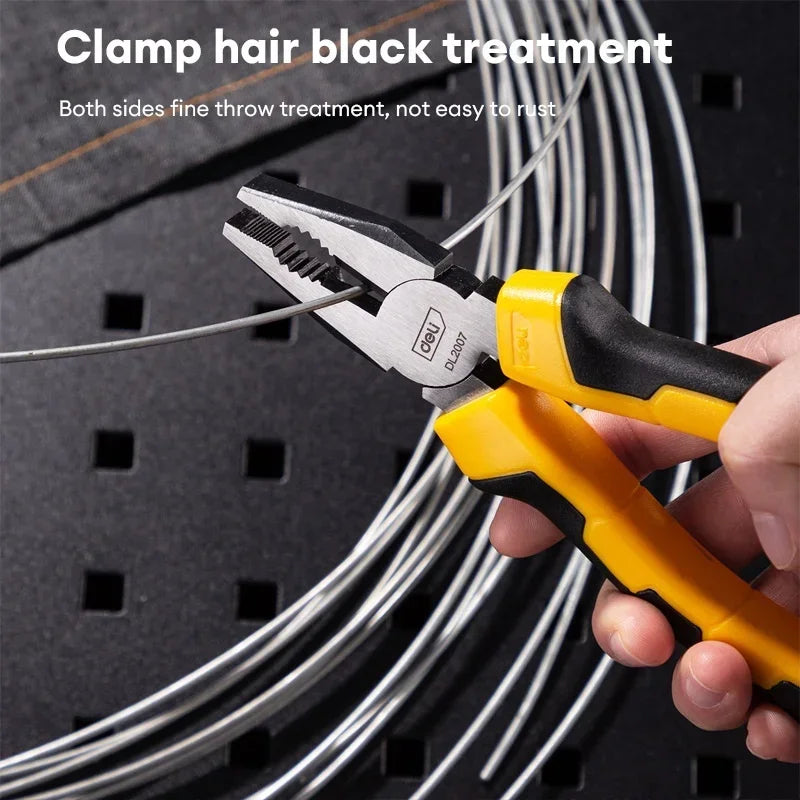 Deli 6/7/8 Inch Linesman Pliers Combination Pliers with Wire Cutter for Twisting Cutting Wires and Clamping Screws Crimping Tool