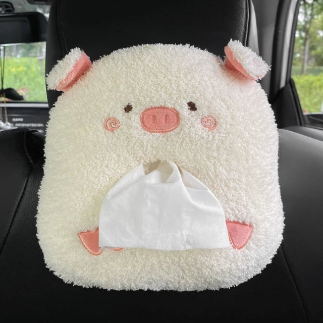 Car Tissue Box Cute Plush Animals Napkin Tissue Paper Holder Portable Drawer Box Car Styling Multi-function Car Supplies Women