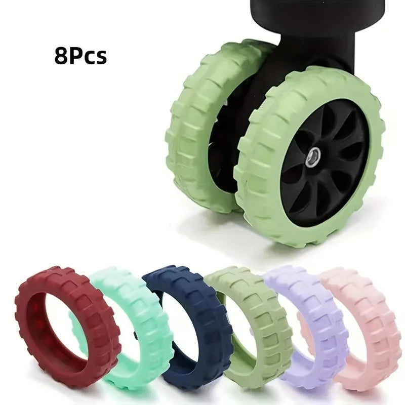 8pcs/set Silicone Luggage Wheel Protective Covers, Scratch Protection Covers for Universal Wheels.Essential Travel Accessorie.