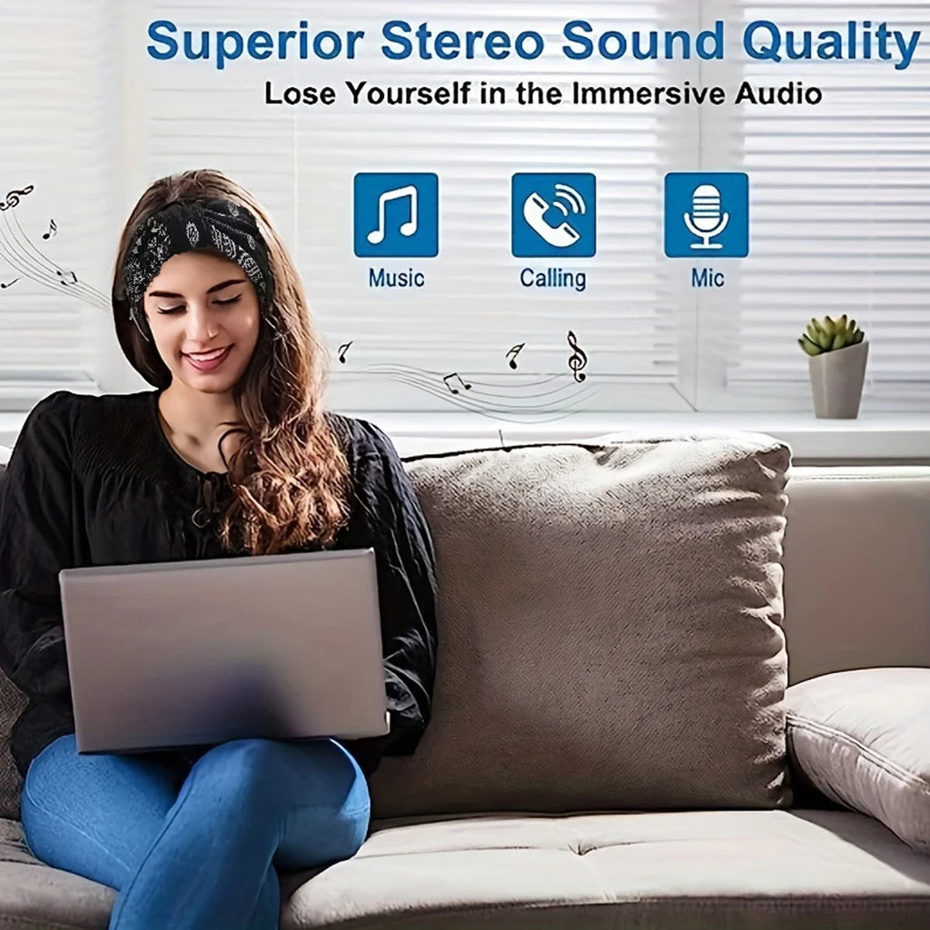 Bluetooth Earphones Sports Sleeping Headband Wireless Headphones Music Eye Mask Wireless Bluetooth Headset Headband with Mic