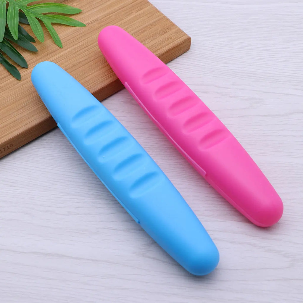 2Pcs Travel Toothbrush Box ABS Portable Protective Case with Seal Lock Bump Bottom Design for Hygienic Brush Storage and