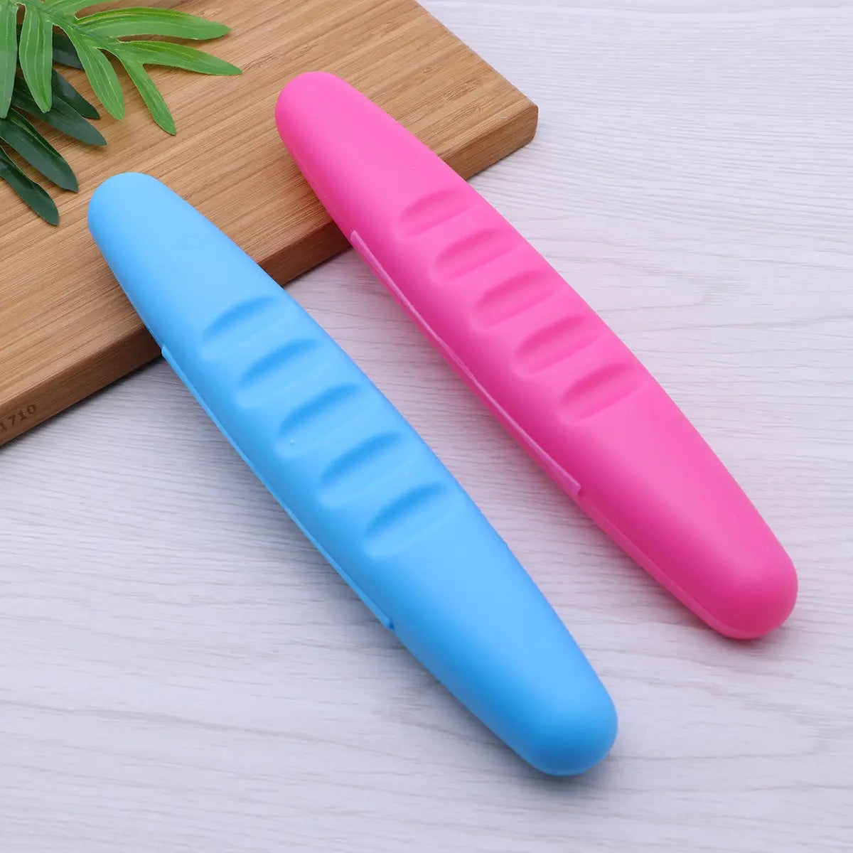 2Pcs Travel Toothbrush Box ABS Portable Protective Case with Seal Lock Bump Bottom Design for Hygienic Brush Storage and