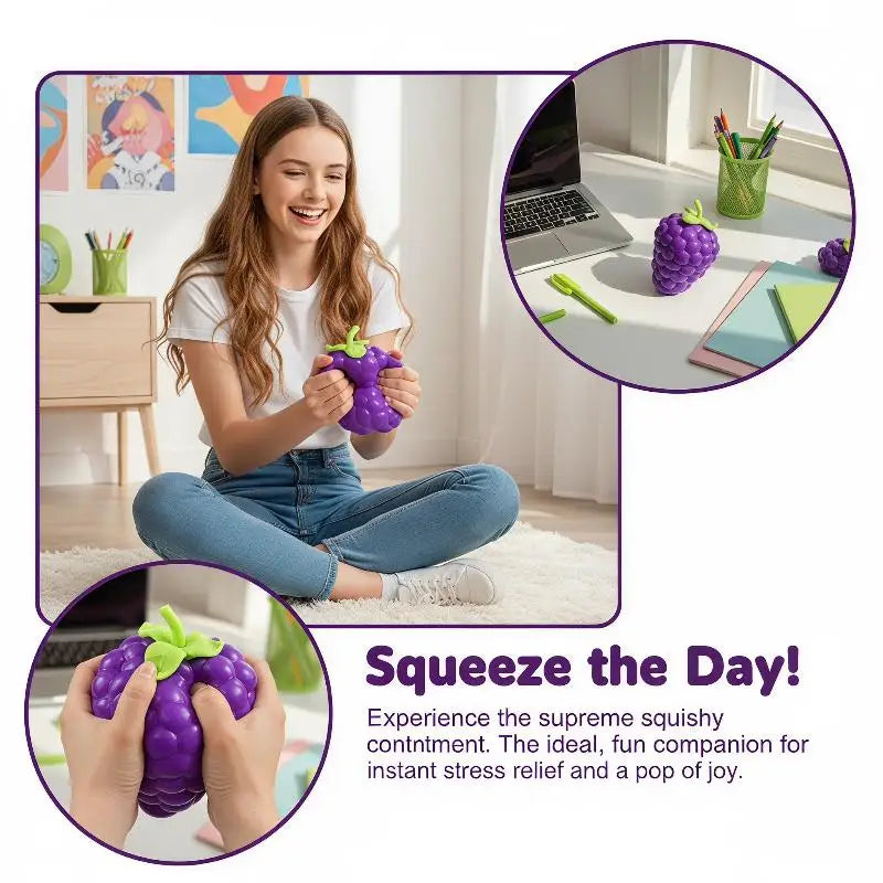 1PC Grape Squishy Toy Realistic Bunch Squeeze Natural Scent Portable Relaxation For Gift Daily Anxiety Release Slow Rising
