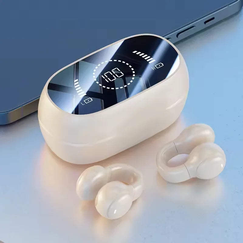 2026 New Mirror Digital Bisplay Soft Rubber Ear Clip Wireless Bluetooth Headset Noise Reduction HD Lossless Suitable For Sports