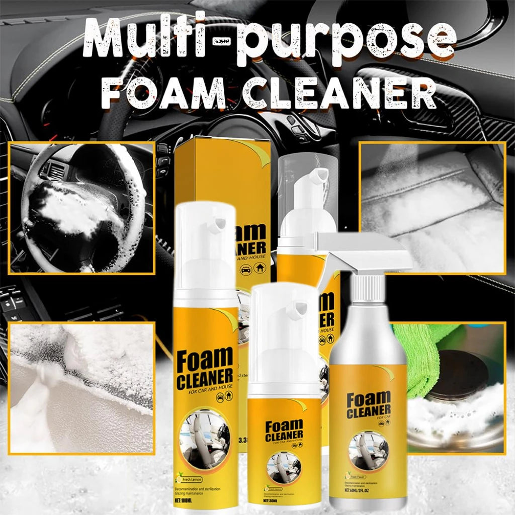 Car Steering Wheel Decontamination Cleaning Spray Car Interiors Leather Seats Shoes Multipurpose Foam Cleaner Fresh Lemon Scent