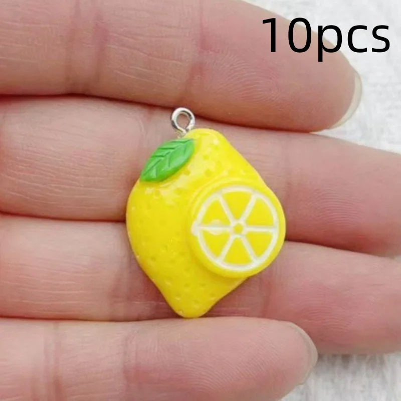 10pcs resin simulated food pendant, DIY jewelry making earrings, keychains, accessories
