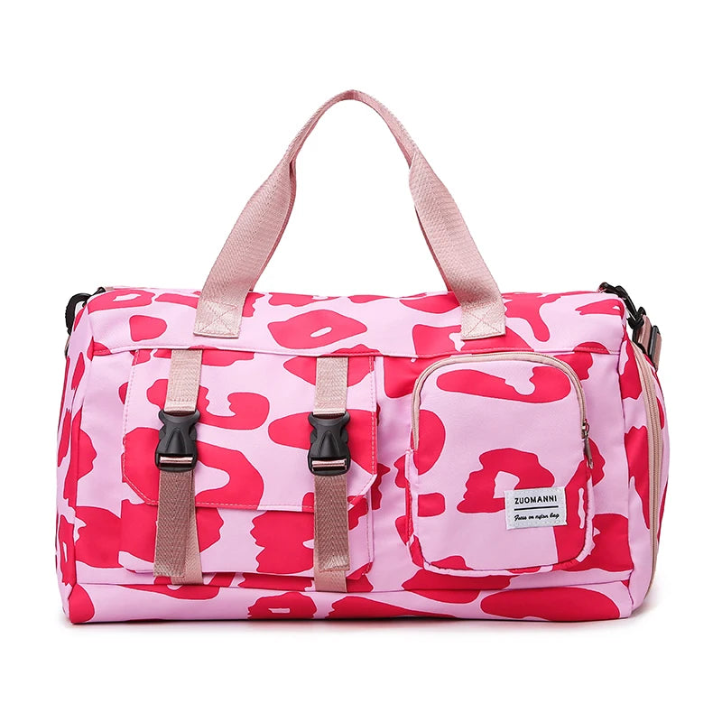 Fashionable Leopard Print Sports Gym Bag with Independent Shoe Compartment for Suitable for Travel Camping Storage Fitness Yoga