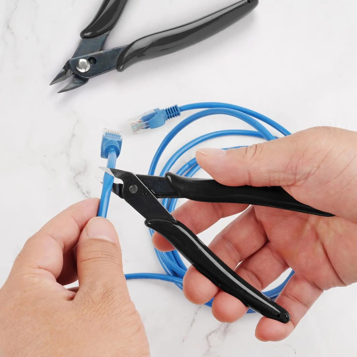 Micro Wire Cutters 5" Flush Pliers, Diagonal Side Nippers for Electronics & Plastic Models (Black)
