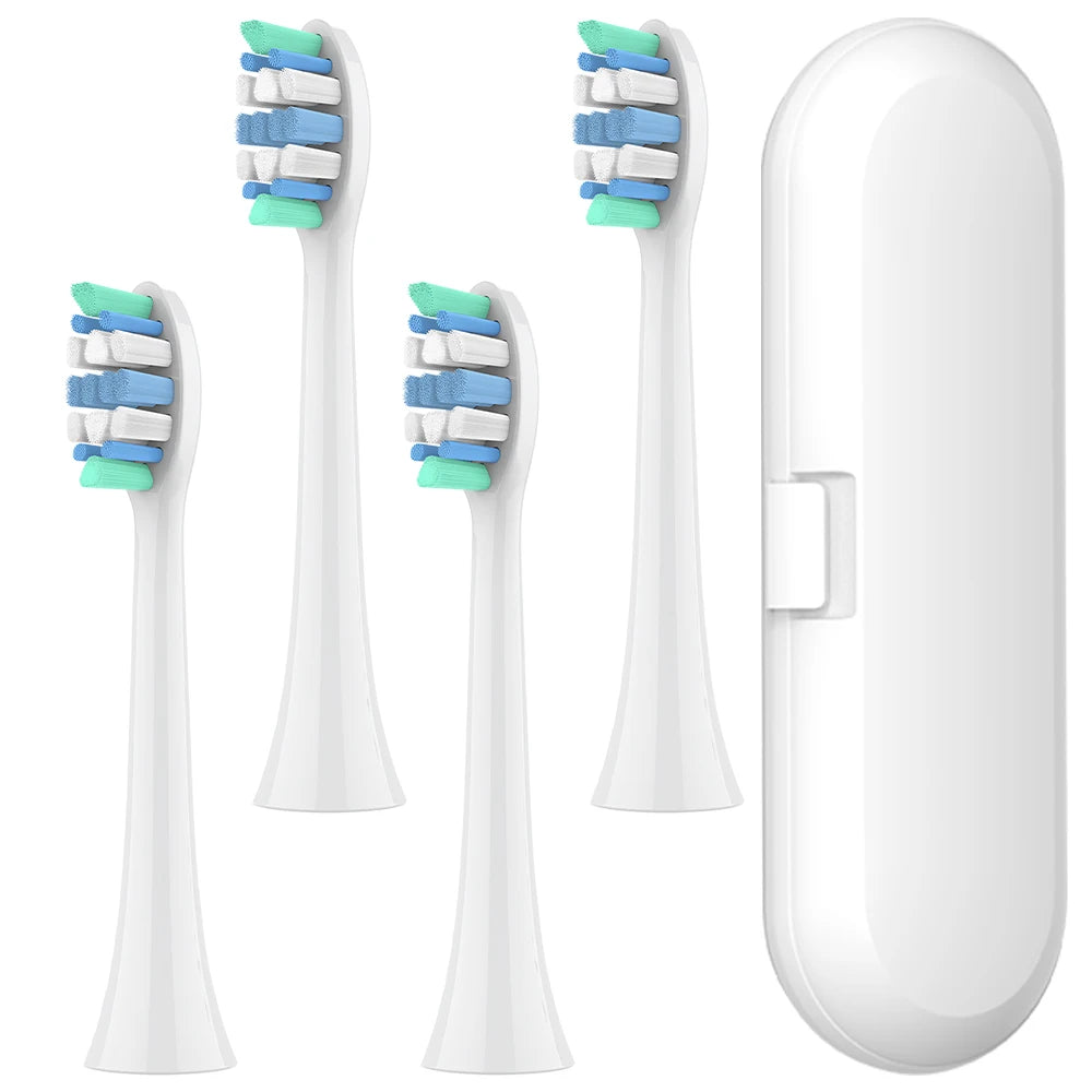 Toothbrush Travel Case and 4x Replacement Brush Heads Compatible with Philips Sonicare Electric Toothbrush, for 4100/6500/7500