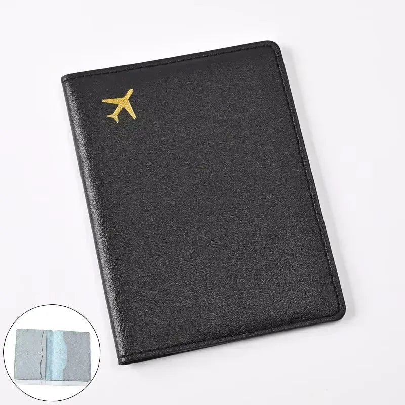 1pcs PU Leather Passport Cover Holder Women Men Passport Cover Flight Ticket Clip Multifunctional Passport Wallet Id Holder Case