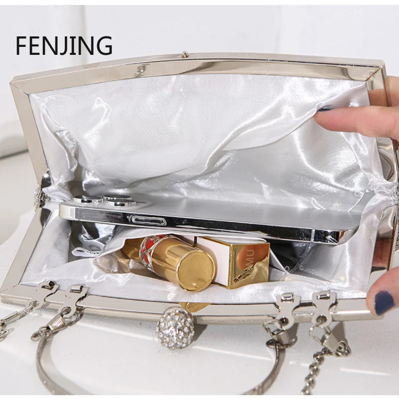 Shinny Luxury Clutch Bag Glitter Wedding Evening Bags with Rhinestone Shoulder Bags Small Handbags Hobos Fashion Party Purse