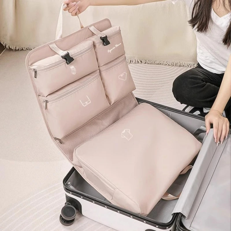 Travel Organizer Bag Set,Portable Large Capacity Foldable Storage Bag for Business TripLuggage Suitcase Clothe Closet Wall Mount
