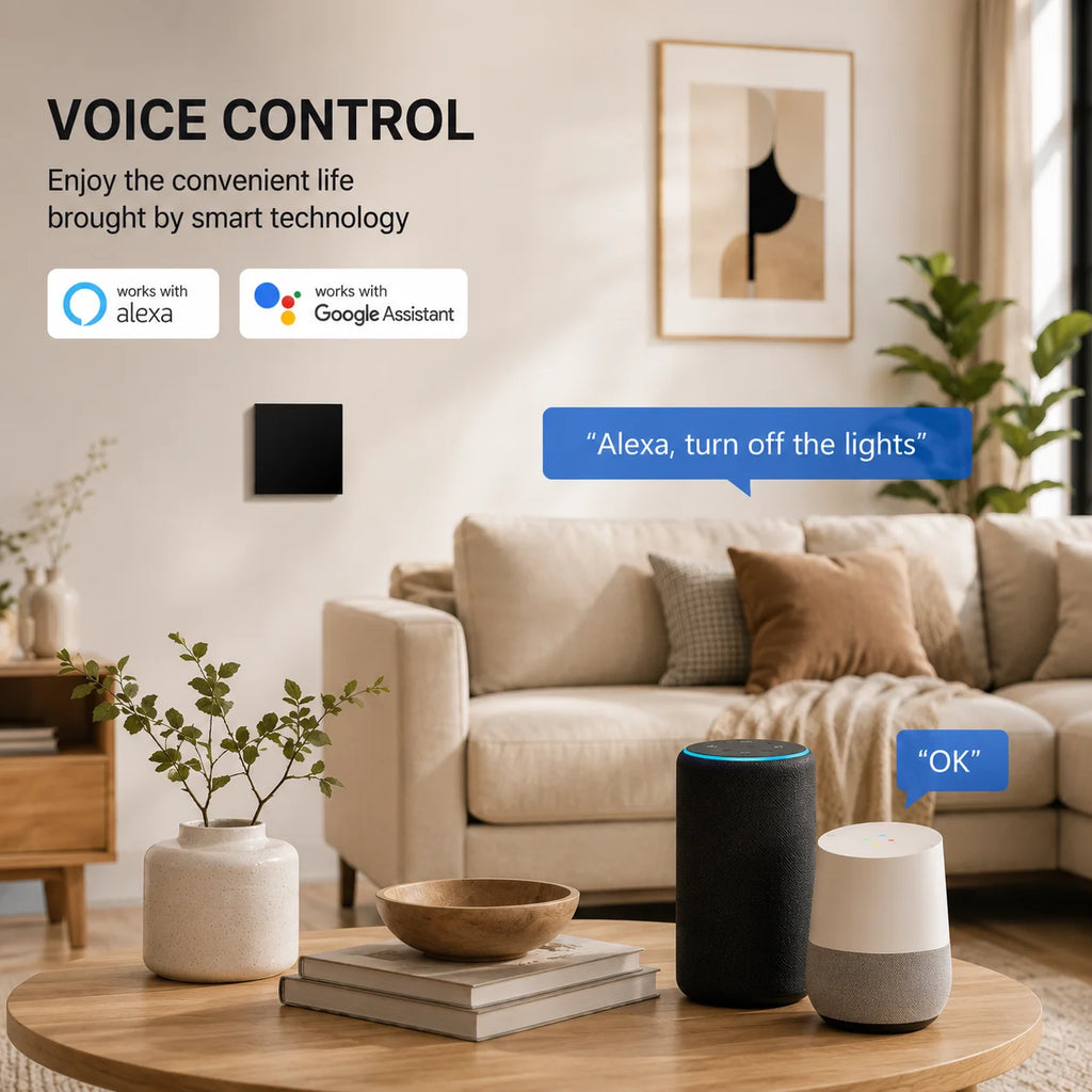 WiFi Smart Switch for Ceiling Fan Light EU Standard Compatible with Alexa/Google Assistant White/Black
