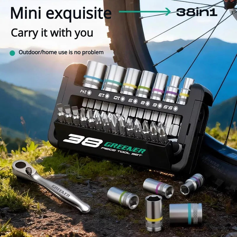 38-Piece Set Portable Fast Ratchet Wrench Sleeve Tool Xiaofei Fast Hexagonal Torx Screwdriver Bicycle Repair Tools